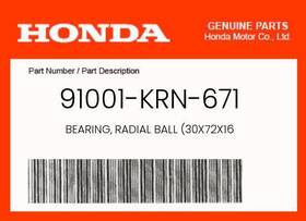 91001-krn-671 Honda New Genuine Oem Bearing Radial Ball 30x72x16 -