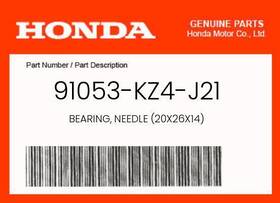 91053-kz4-j21 Honda New Genuine Oem Bearing Needle 20x26x14 -