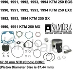 1990-1994 Ktm 250 Egs Exc Sx Mx 67.50 Mm Std Bore Namura Moly Piston Kit Rebuild. Fixed Price $116.34.