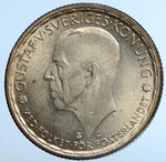 1943 Sweden King Gustaf Crowned Arms Antique Vintage Silver Krona Coin I110784. Fixed Price $76.20.