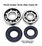 TS125 Main Crank Shaft Bearings & Seal Kit 78-81 Suzuki 09262-20073, 09262-25049. Fixed Price $32.00.