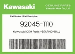 Kawasaki Genuine Bearing-ball 92045-1110. Fixed Price $32.98.