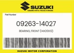 Suzuki Genuine Bearing, Front (14X20X12) 09263-14027. Fixed Price $15.94.
